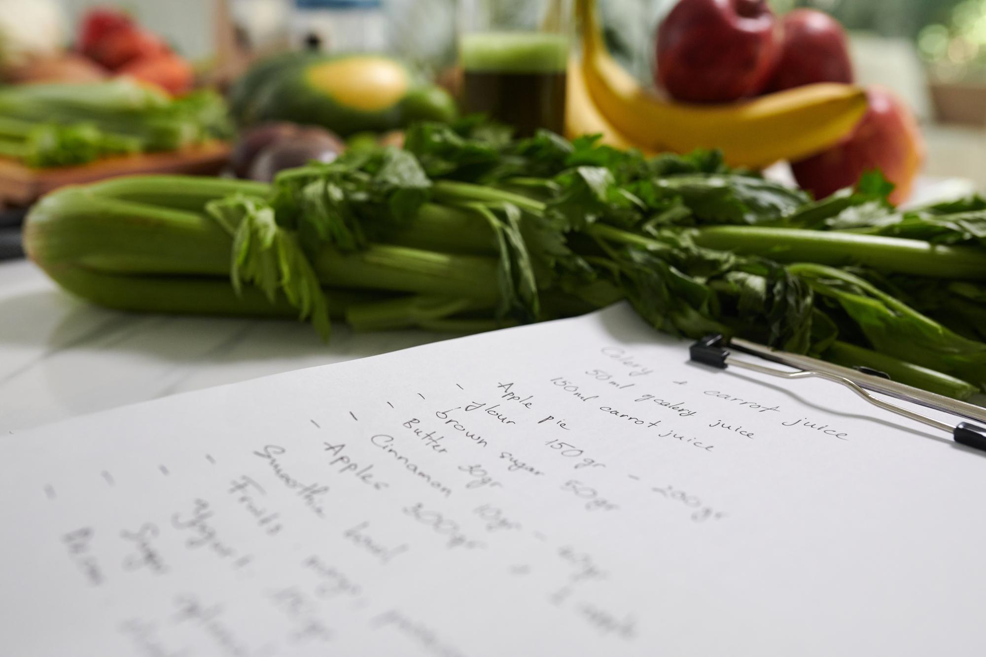 Close up of ingredients and notes